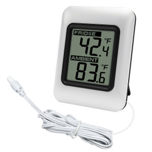 Digital Thermometer with Large LCD Display High Accuracy Wired Probe Real-Time Fridge Monitoring Fast Refresh​ for Home