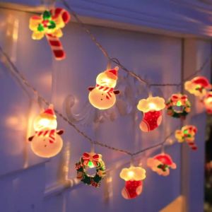Christmas String Lights Snowman Stocking Wreath Candy Cane LED Fairy Lights Warm White Holiday Party Home Tree Window Decor