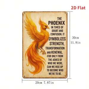 CIFbuy | Vintage Phoenix Metal Wall Art - Golden Phoenix Chains Design 8x12 Inch Heavy-Duty Tin Sign Retro Decoration for Home Bar Cafe