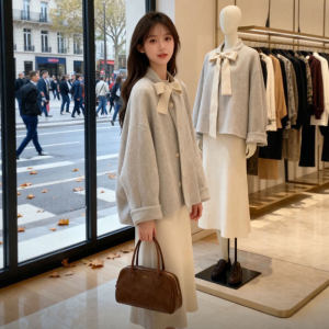 CHANGTONG | French Style High Class Nice Appearance Tweed Coat and Skirt Set