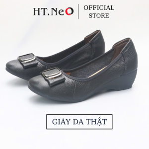 Giày Công Sở Nữ Đế Xuồng HT.NEO Da Thật 100% Đế Cao 5cm Thiết Kế Mũi Nhọn Trơn Phong Cách Basic Nhẹ Nhàng Sang trọng