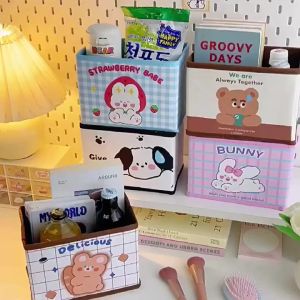 *GC DEALS* Cute Cartoons Foldable PU Storage Box Basket Multipurpose Table Desktop Organizers Stationery School Office Use