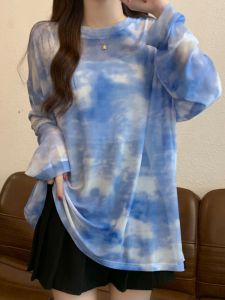 เสื้อคลุมกันแดดแขนยาวแบบหลวมๆ สไตล์เกาหลีสำหรับฤดูร้อนปี 2025 เสื้อคลุมกันแดดแบบบางๆ ลายกลวง ปกมนุษย์ ลำลอง ลายทาง โพลีเอสเตอร์ 6% ไนลอน 94%