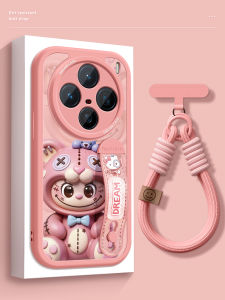 Vivox200S X100Pro X200Ultra X90GT Silicone Full Cover Anti-Fall Bracket Wristband Phone Case Soft Shell Cute Bear Design