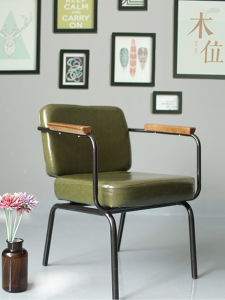 เก้าอี้ทานอาหารแบบมีแขนสไตล์ย้อนยุคสไตล์อเมริกัน ดีไซน์เรียบง่าย สำหรับบ้าน สำหรับผู้ใหญ่ ไม่หมุน ไม่มีฟังก์ชันเสริม