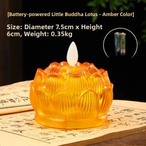 Colorful Lotus Lamp Buddha Lamp Long Burning Lamp Household Rechargeable Simulation Electric Candle Lotus Flower Lamp