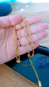 Dây Chuyền Titan Mạ Vàng Mắc Xích Chạm Sáng Lấp Lánh _ Bền Màu Không Gỉ Sét
