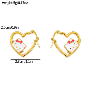 1air Cute Sanrio Hello Kitty Hoop Earrings Gold Flash Plated Cartoon Earrings Girls Birthday Gift Anime Accessories