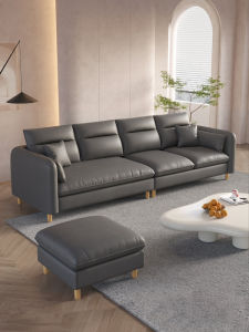 Modern Simple Tech Cloth Cat Scratch Leather Three-Seater Sofa Living Room New 2024 Straight Row Home Furniture Couch
