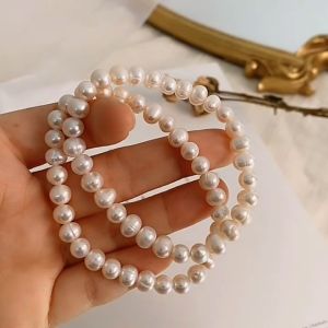 [Freeship] Vòng tay ngọc trai thật nuôi nước ngọt dây co dãn phong cách nàng thơ Vintage