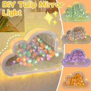 Flower Cloud Tulip Mirror Night Light / Tulip Lamp DIY Night Light / Atmosphere Flower Lamp / Led Tulip Mirror Lamp / Creative 3D Cloud Shaped Mirror Lamp / DIY Handmake Atmosphere Light - for Birthday Valentines Christmas Decor