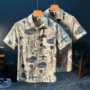 Unique Short-Sleeved Shirt New Style Mens Summer Fashion T-Shirt Casual Literary Loose Shirt