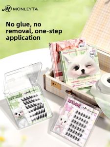 MONLEYTA | Natural Looking Self-Adhesive False Eyelashes For Women Tea Flower Trilogy No Glue No Removal Easy To Use Fake Lashes