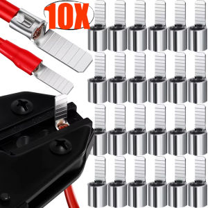 10pcs Tin-Plated Copper C45 Circuit Breaker Wire Terminals / Square Insert Pin-Type Cold Crimp Cable Connectors / Wear Resistant Air Switch Wiring Lugs / Durable Electrical Hardware for Household and Industrial Circuit Wiring
