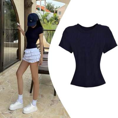 áo thun ôm body tay lỡ thắt eo trơn