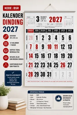 BSR-UKURAN BESAR KALENDER 2027 12 bulan dan 12 hal