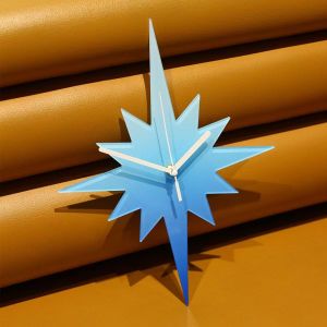 Modern 12-Point Star Creative Wall Clock for Living Room and Bedroom - Premium Decorative Silent Clock No Drilling Required