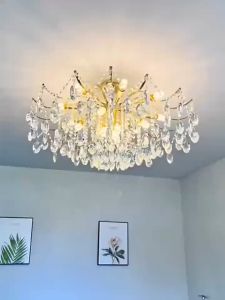 Nordic Chandelier Modern Design Sala Crystal Glass Drop High Ceiling Light For Dining Aretiam Living Room