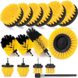 15-Piece Drill Brush Attachment Set Multi-Purpose Drill Brush with Extension Pole for Floor Automotive for Bathroom Tile Corner