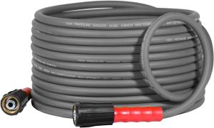 YAMATIC Super Flexible Pressure Washer Hose 1/4" Kink Resistant 3200 PSI Heavy Duty Power Washer Extension Replacement Hose With M22-14mm x 3/8" Quick Connect Kit For Gas & Electric Grey