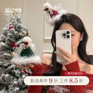 Christmas Party Butterfly Knot Bell Furry Christmas Hat Hair Clip Festive Atmosphere Costume Props Hair Accessories Hairpins