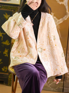 Silk Velvet Embroidered Chinese Style Coat