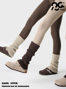 Rougo Womens Wool Knitted Sock Covers Thick Winter Warm Shark Pants Snow Boots Matching Cumbersome Knitwear Home Comfort Stockings