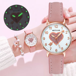 Luminous watch night glowing watch for women korean style Casual Watches Casual Leather Belt watch for women sale original Small Dial Quartz Clock ladies watch trendy watch female watch Love Heart Watches For best friend Daughter Birthday Gift Watch 手表