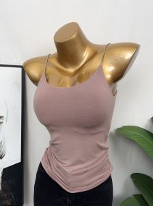 Slimming Effect Short Basic Ins Style Strap Vest Top with Chest Pad Inner And Outer Wear Suitable for Commuting Summer Outfit
