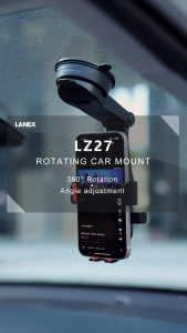 LANEX LZ27 Multi-Angle Car Phone Holder – 360° Rotation Dashboard & Windshield Mount Mechanical Lock Vacuum Booster Suction Strong Adhesive Compatible with All Smartphones