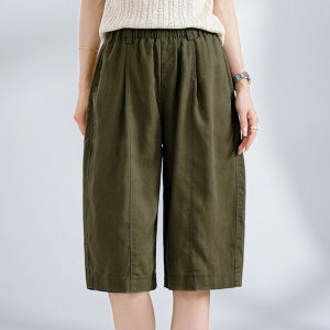 MEITESIJIAONU | White Light Casual Tencel Linen Shorts High Waist Elastic Waist