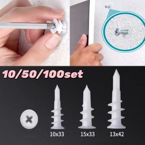 100/50/10set Drilling Drywall Anchor with Tapping Screw for Plasterboard Gypsum Hollow Cavity Wall Expansion Plug Plastic Nylon