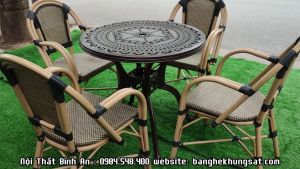 Bàn Ghế Sân Vườn Nhôm Đúc Tròn Phong Cách Cổ Điển D80 - Bộ Ghế Ngoại Thất Chất Lượng Cao