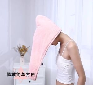 Hair Towel with Button Super Absorbent Hair Towel Wrap Fast Drying Hair Wraps 干发帽 Tuala Rambut - TV07