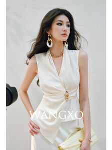 WANGXO | Áo Không Tay V-neck Nhiều Lớp Chất Len Mềm Mại