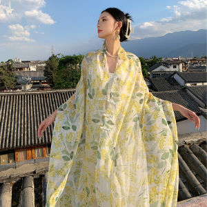Summer New Fashion Long Dyeing Sun Protection Scarf Versatile Chinese Style Knots Travel Photography Thin Polyester Fiber