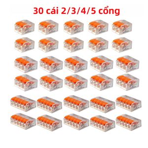 Bộ 30 Đầu Nối Cáp Kết Hợp Màu Cam Thiết Bị Đầu Cuối Kết Nối Vỏ Điện Nhanh 2 Cổng/3 Cổng/4 Cổng/5 Cổng