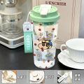 Kochava Cartoon Character Double Drink Straw Water Bottle Portable Student Sports Outdoor Water Jug High Aesthetic Value. 
