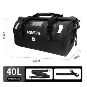 Carbon Black Motorcycle Waterproof TailBag Travel Outdoor Luggage Bag 40/66L Motorbike Luggage Backpack Motorcycle Seat Bag