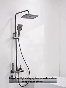 ชุดฝักบัวชั้นวางอัตโนมัติ 4 ระดับ ตัวควบคุมทองเหลือง ดีไซน์โมเดิร์น พร้อมวอลทอลูกปุ่นและระบบหยุดอัตโนมัติ