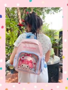 กระเป๋าสีสันน่ารักสะดุดตา เป้หน้าพลาสติกใส SANRIO งานแท้ - ขนาด 12 นิ้ว - ผ้ากันน้ำ มีช่องซิปใส่ของ 2 ช่อง - ด้านข้างมีช่องใส่ขวดน้ำ