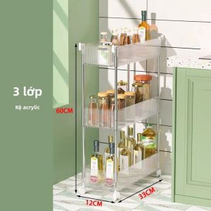 Giá Để Đồ Di Động Bằng Acrylic Có Bánh Xe Ngăn Hẹp Nhiều Tầng Dùng Cho Phòng Tắm Và Sắp Xếp Đồ Đạc Trong Nhà