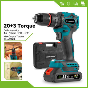 480NM Brushless Electric Impact Drill 20 Gears Electric Screwdriver Cordless Electric Drill Power Tools For Makita 18V Battery