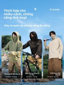 KUYEDIE | Áo chống nắng nam Ice Silk mùa hè nhẹ thoáng khí cho câu cá và đạp xe ngoài trời UPF100+ chống tia UV bảo vệ da