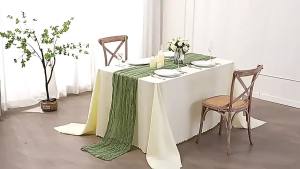 Table Runner Cheesecloth Gauze Fabric Semi Sheer Boho Rustic Farmhouse Wedding Party Dining Decor