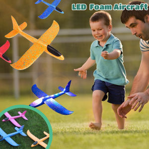 LED Light Up Throwing Airplane Game Outdoor Sports Toys Kids Plane Gliders Aircraft Model Gifts