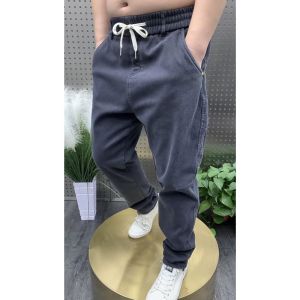 Guangdong Xintang Denim Mens Fat Guy Super Plus Size plus Size Best Selling All-Matching Skinny Pants Elastic Waist Straight Harem Pants