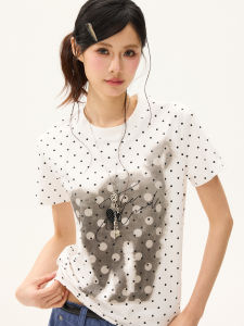 Cat Graffiti Polka Dot Y2K Sweet Cool T-shirt