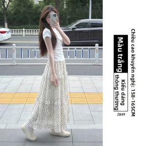 XIANYIJIAO | Chân Váy Midi A-line Hoa Trắng