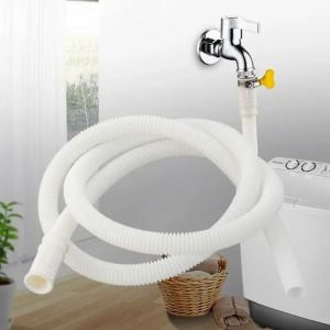 2&3m White Washing Machine Water Inlet Pipe Household Air Conditioner Drain Pipe Flexible Plastic Faucet Extension Connector Hose